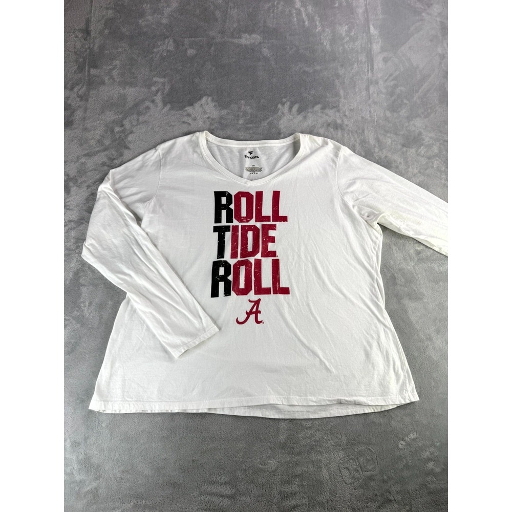 Fanatics Alabama Crimson Tide T-Shirt Womens 3XL White Good Long Sleeve NCAA Tee